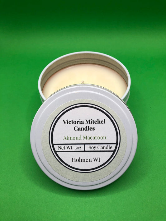 5 oz  Hand-poured Soy Candle in a White Tin
