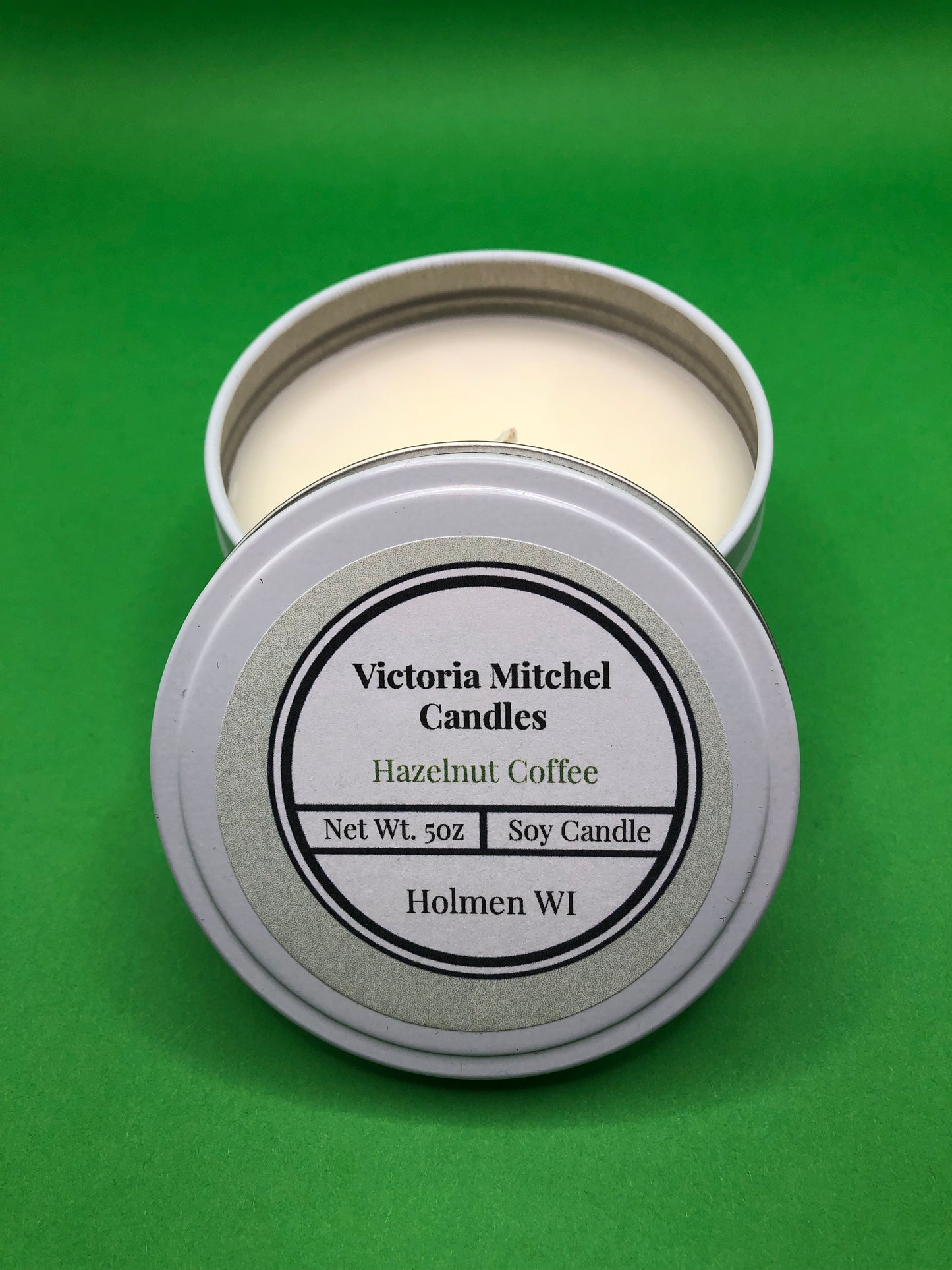 5 oz  Hand-poured Soy Candle in a White Tin