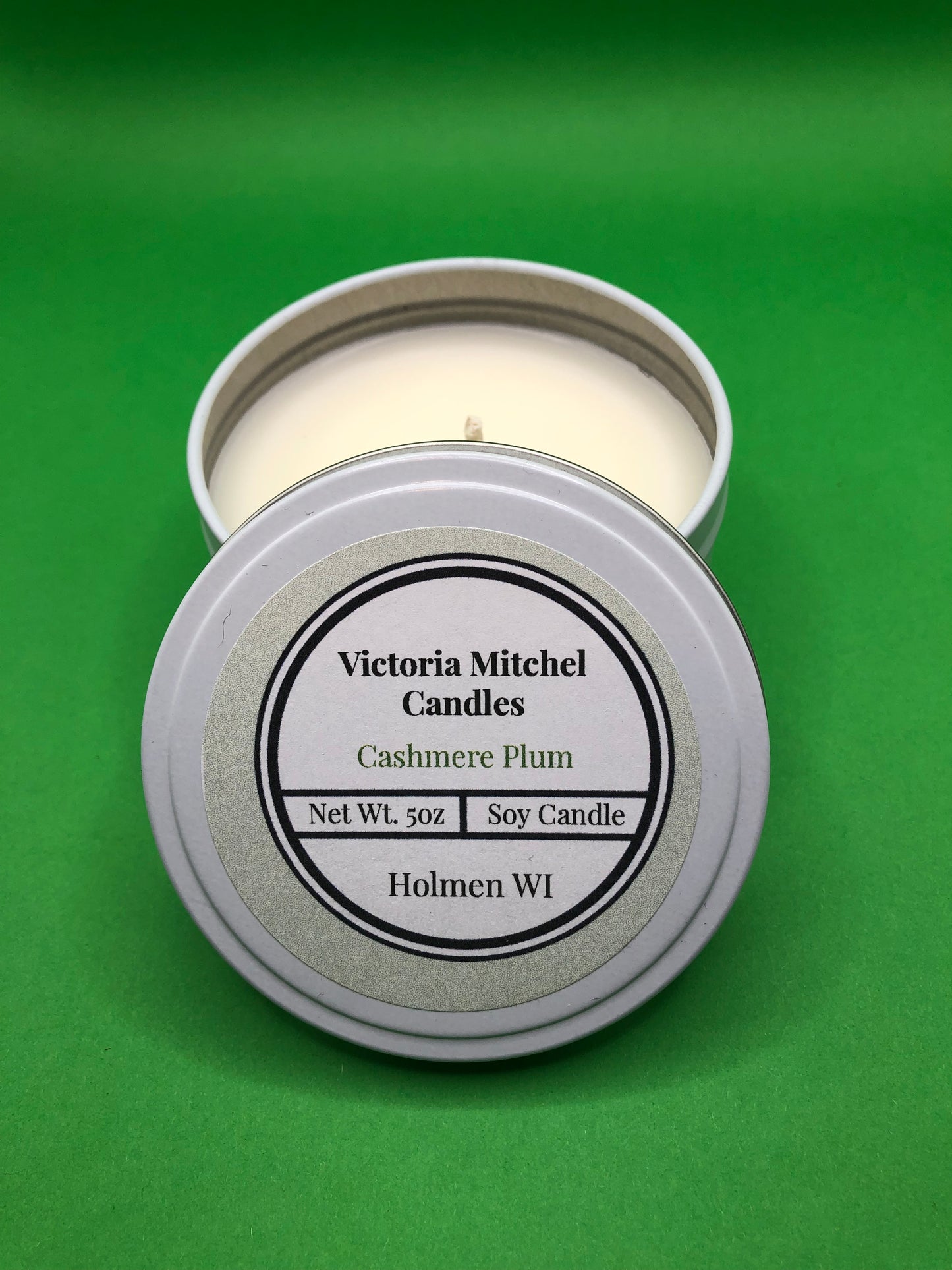 5 oz  Hand-poured Soy Candle in a White Tin