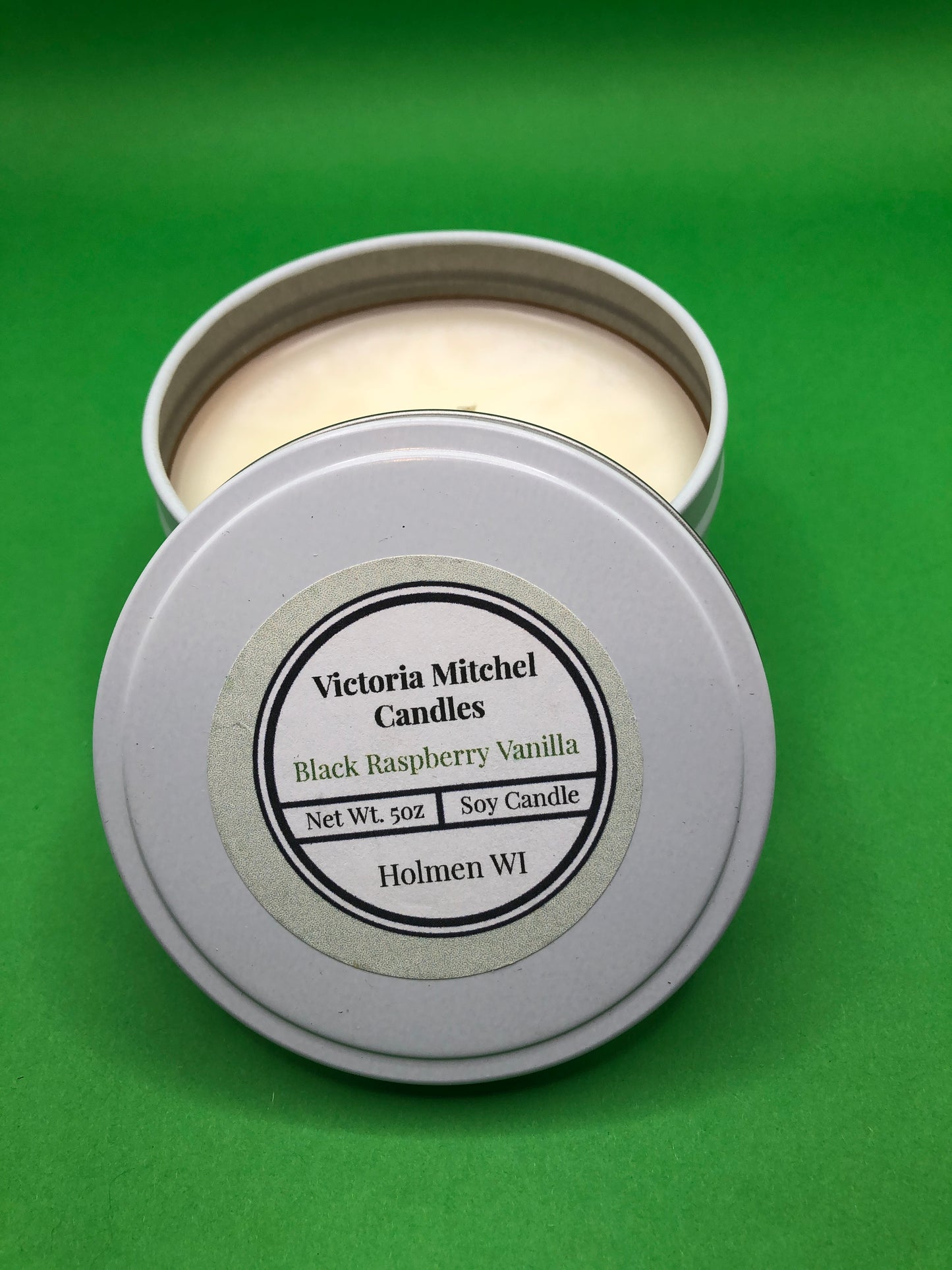 5 oz  Hand-poured Soy Candle in a White Tin