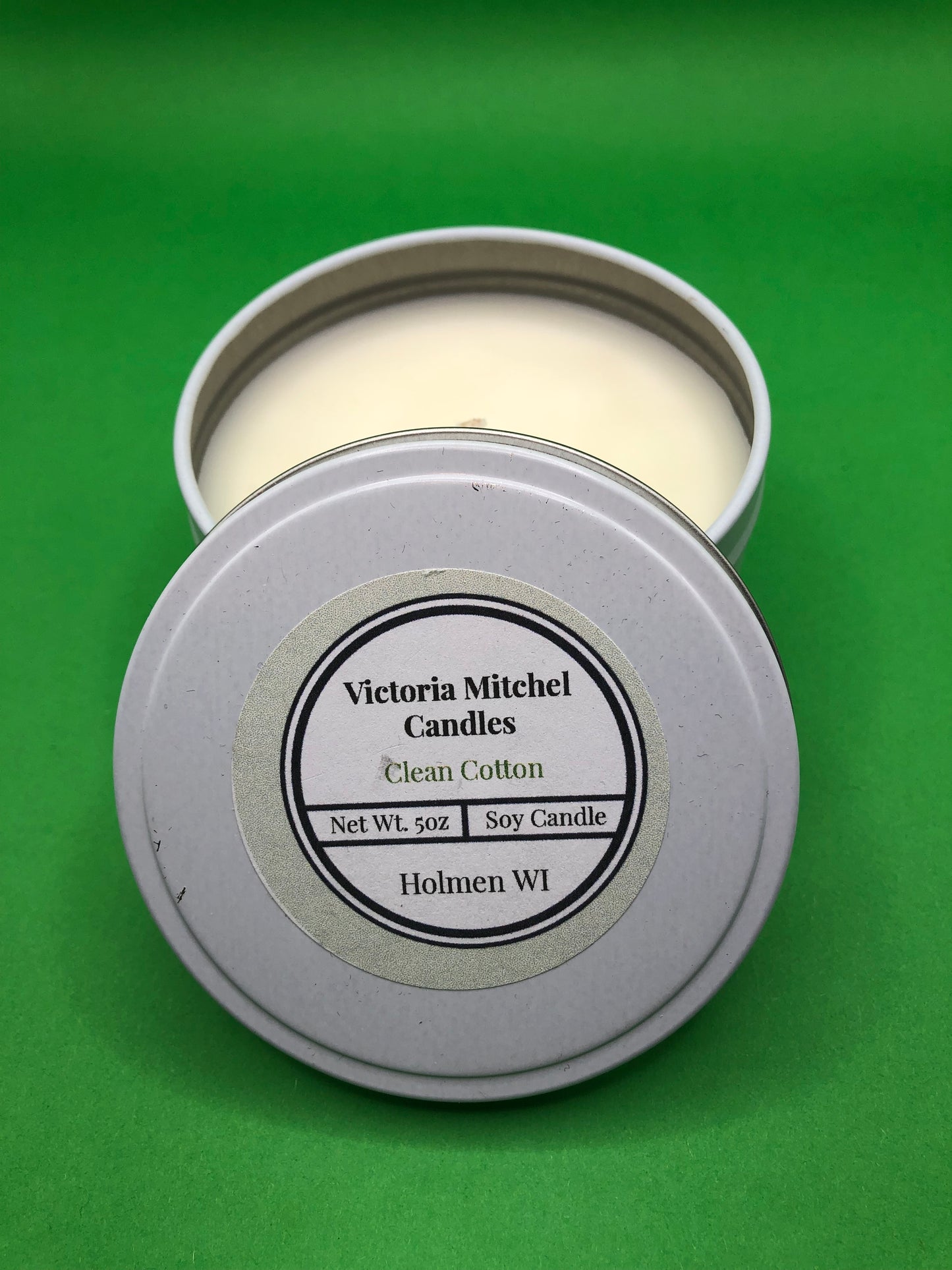 5 oz  Hand-poured Soy Candle in a White Tin