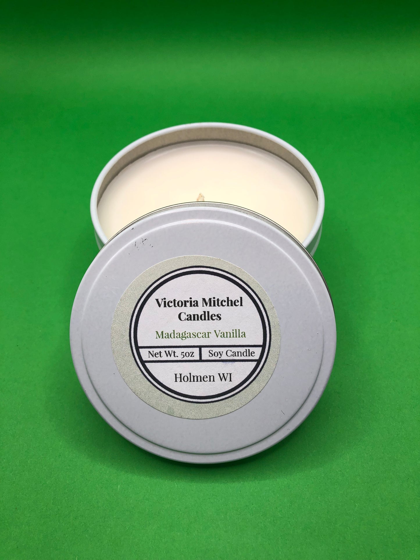 5 oz  Hand-poured Soy Candle in a White Tin